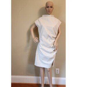 Anthropologie cream faux leather dress